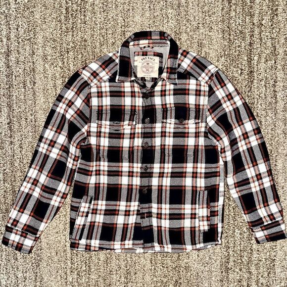 FatFace Men's Dark Blue Orange Ryton Check Overshirt Button Down Flannel Small - Picture 6 of 9